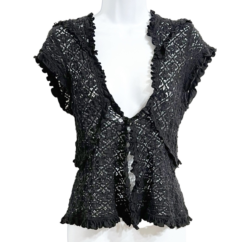 Ann Ferriday Womens Y2K Fairy Grunge Top OS Fits S/M Black Lacy Whimsigoth Boho